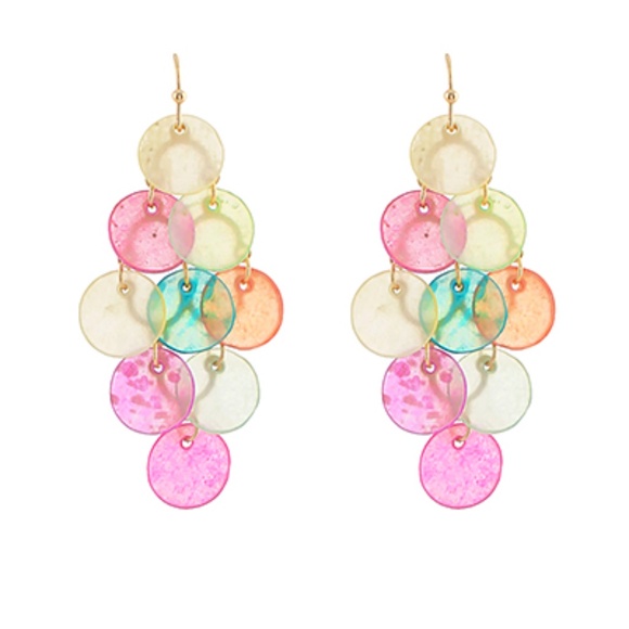 MOP Disk Chandelier Earrings - Picture 1 of 1